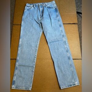 Vtg Wrangler Jeans Mens 34x34 Light Wash Cowboy Cut Straight 90s 13MWZGH.